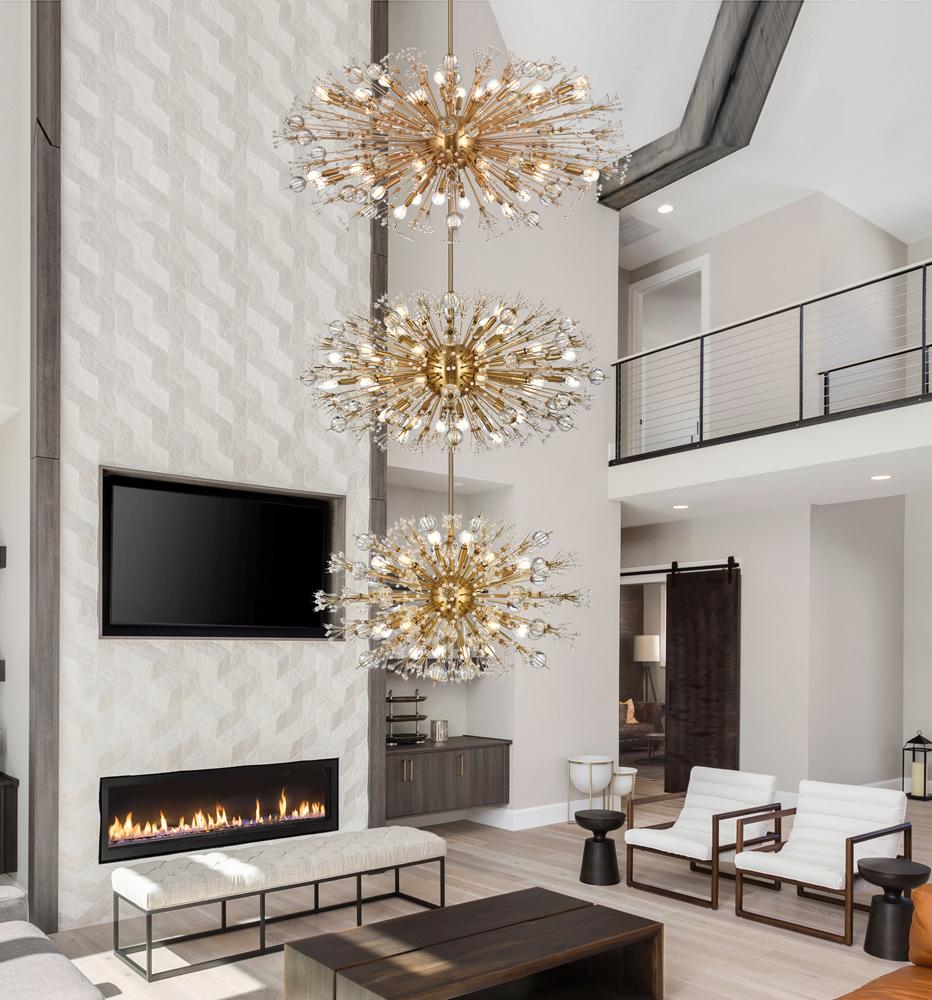 Elegant Furniture & Lighting - Vera 48 inch three tiers crystal starburst chandelier in satin gold - 2500G48L3SG veiw 8