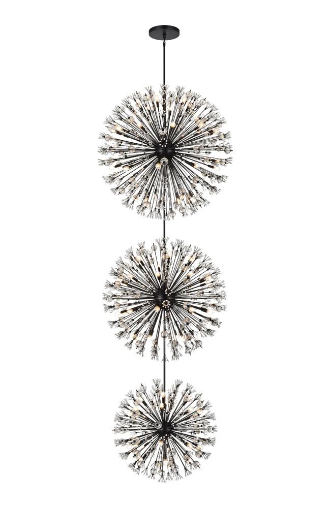 Elegant Furniture & Lighting - Vera 50 inch three tiers crystal starburst chandelier in black - 2500G50L3BK veiw 1