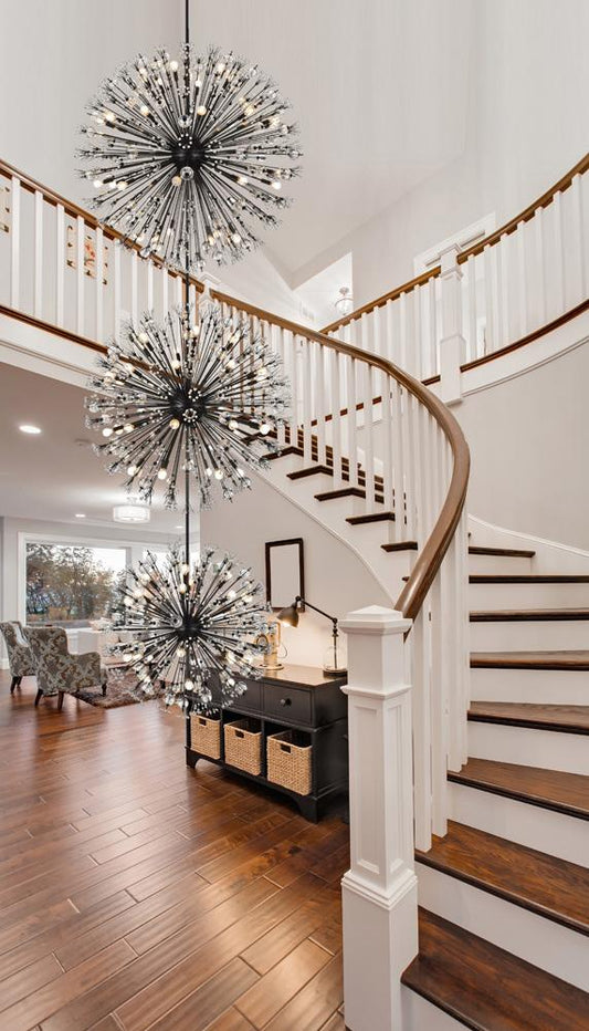 Elegant Furniture & Lighting - Vera 50 inch three tiers crystal starburst chandelier in black - 2500G50L3BK veiw 2