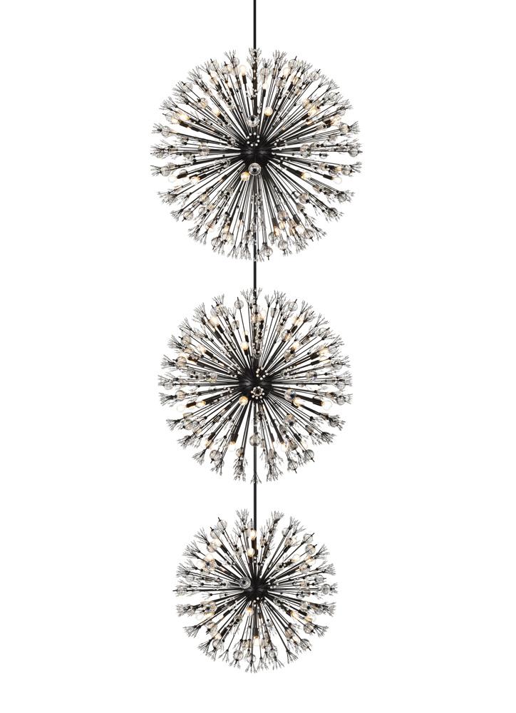 Elegant Furniture & Lighting - Vera 50 inch three tiers crystal starburst chandelier in black - 2500G50L3BK veiw 3