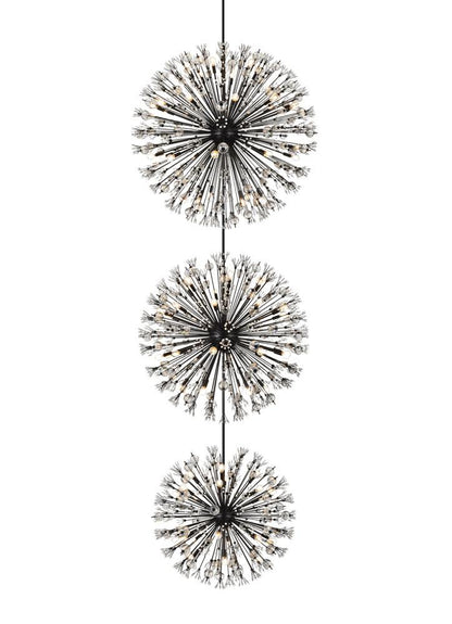 Elegant Furniture & Lighting - Vera 50 inch three tiers crystal starburst chandelier in black - 2500G50L3BK veiw 3