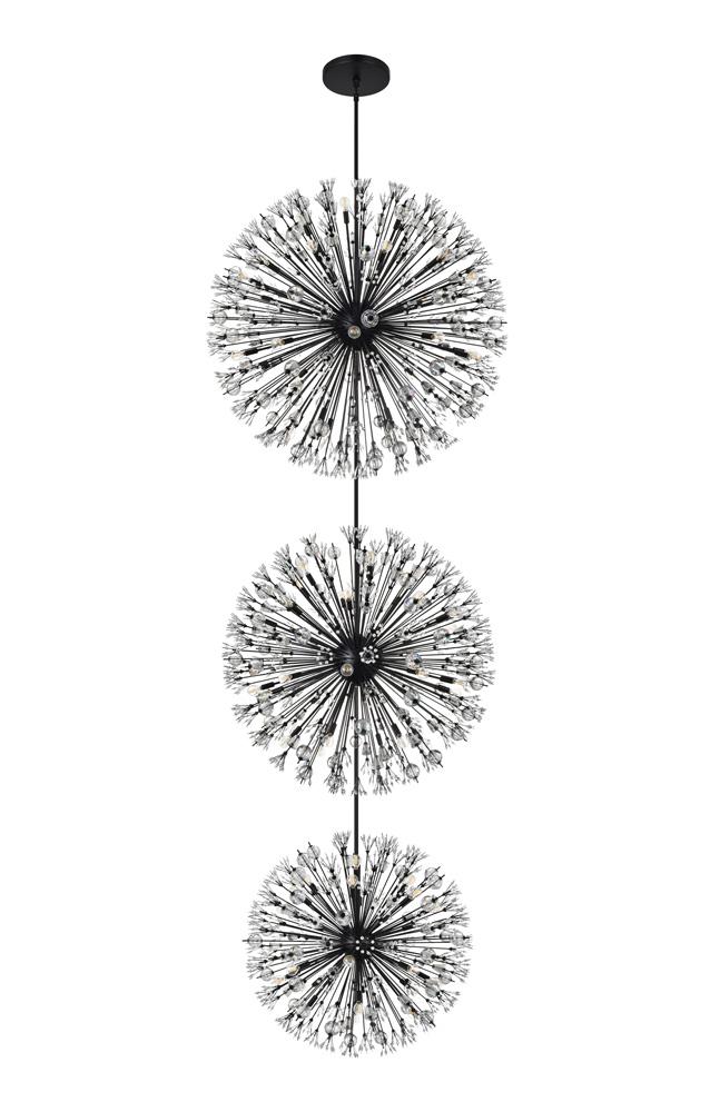 Elegant Furniture & Lighting - Vera 50 inch three tiers crystal starburst chandelier in black - 2500G50L3BK veiw 7