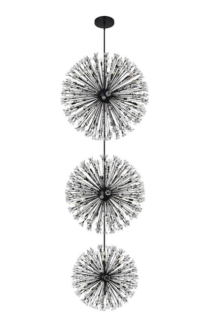 Elegant Furniture & Lighting - Vera 50 inch three tiers crystal starburst chandelier in black - 2500G50L3BK veiw 7