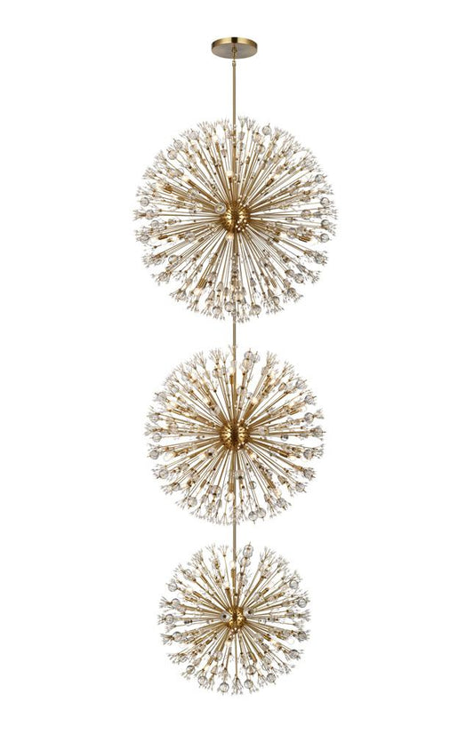 Elegant Furniture & Lighting - Vera 50 inch three tiers crystal starburst chandelier in satin gold - 2500G50L3SG veiw 1