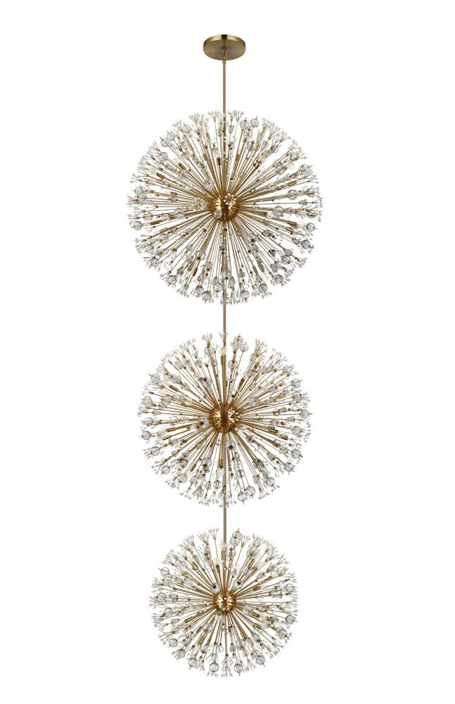 Elegant Furniture & Lighting - Vera 50 inch three tiers crystal starburst chandelier in satin gold - 2500G50L3SG veiw 7