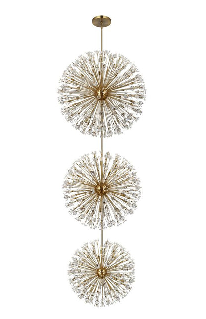 Elegant Furniture & Lighting - Vera 50 inch three tiers crystal starburst chandelier in satin gold - 2500G50L3SG veiw 7