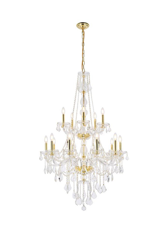 Elegant Furniture & Lighting - Verona 15 light Gold Chandelier Clear Royal Cut Crystal - V7815G33G/RC veiw 1