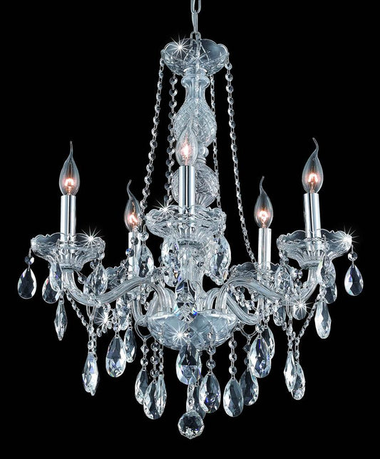 Elegant Furniture & Lighting - Verona 5 light Chrome Chandelier Clear Royal Cut Crystal - 7955D21C/RC veiw 1