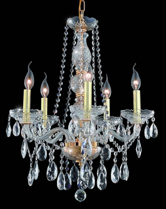 Elegant Furniture & Lighting - Verona 5 light Gold Chandelier Clear Royal Cut Crystal - 7955D21G/RC veiw 1