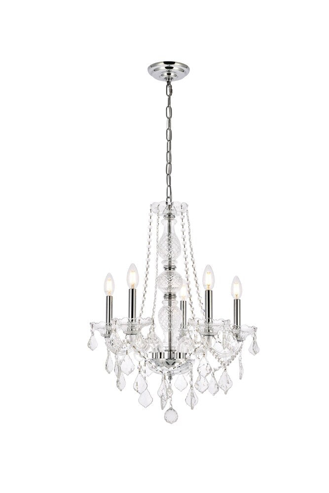 Elegant Furniture & Lighting Verona 5 Light Chrome Chandelier Golden Teak Smoky Royal Cut Crystal - Thumbnail 3