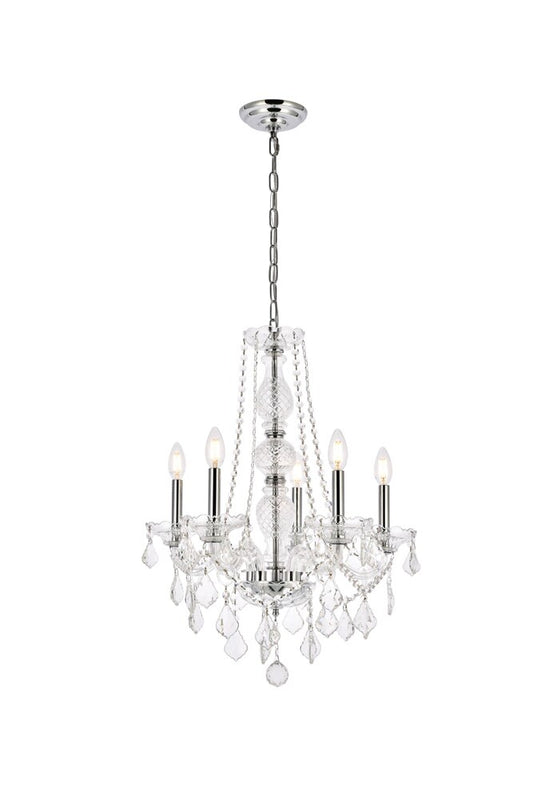 Elegant Furniture & Lighting - Verona 5 light Chrome Chandelier Clear Royal Cut Crystal - V7855D21C/RC veiw 1