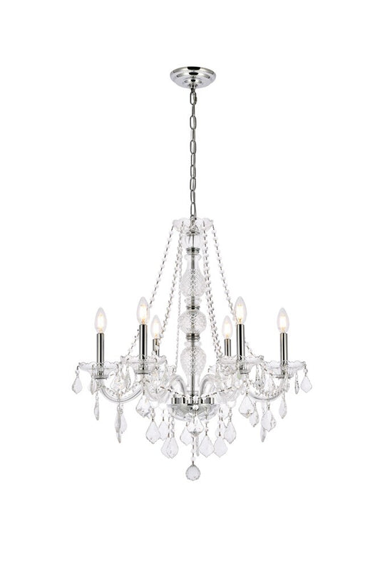 Elegant Furniture & Lighting - Verona 6 light Chrome Chandelier Clear Royal Cut Crystal - V7856D24C/RC veiw 1