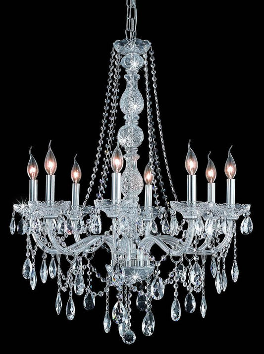 Elegant Furniture & Lighting - Verona 8 light Chrome Chandelier Clear Royal Cut Crystal - 7958D28C/RC veiw 1