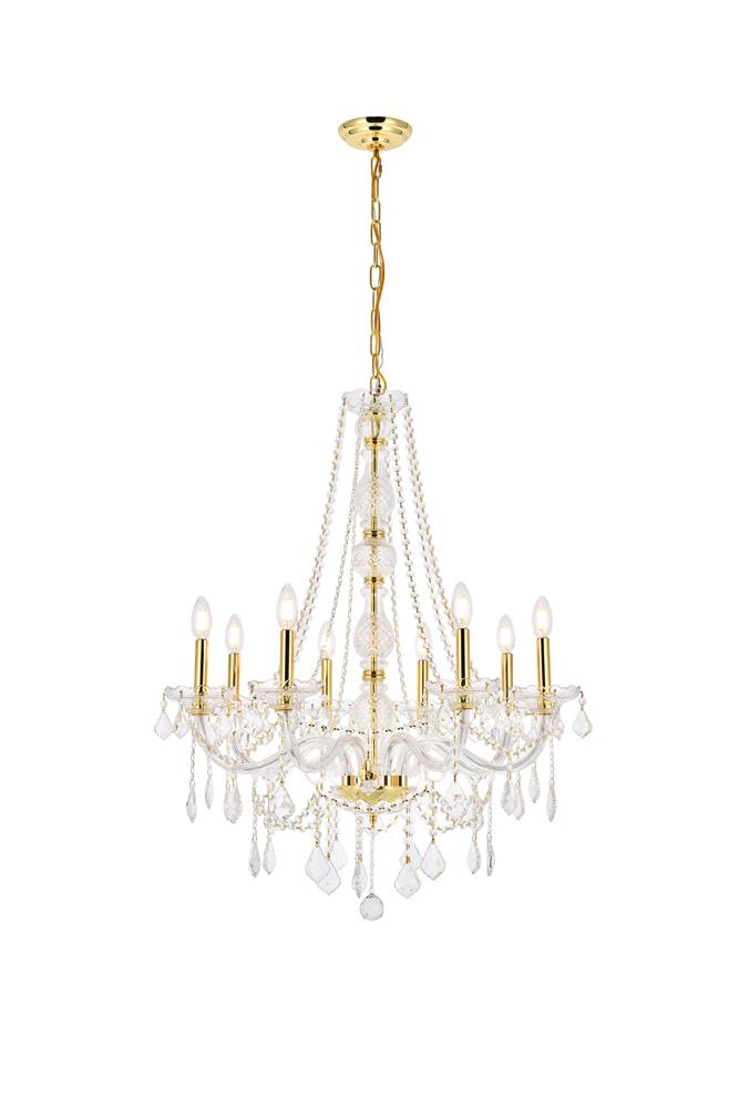 Elegant Furniture & Lighting - Verona 8 light Gold Chandelier Clear Royal Cut Crystal - V7858D28G/RC veiw 1