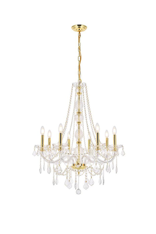 Elegant Furniture & Lighting - Verona 8 light Gold Chandelier Clear Royal Cut Crystal - V7858D28G/RC veiw 1