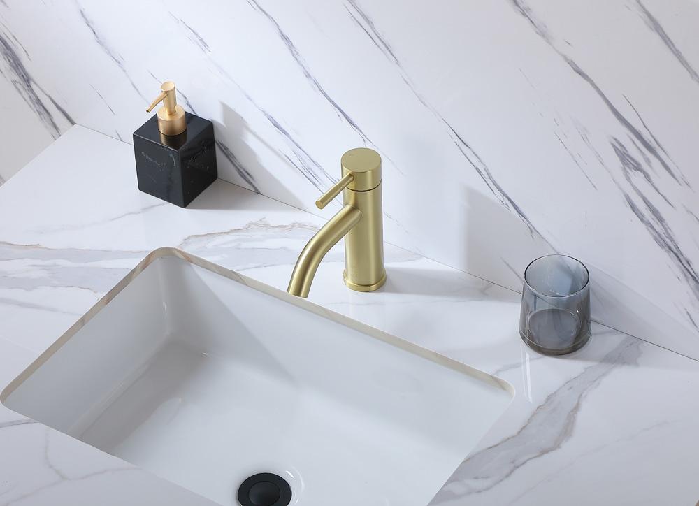 Elegant Furniture & Lighting - Victor Single Hole Single Handle Bathroom Faucet in Brushed Gold - FAV-1006BGD veiw 3