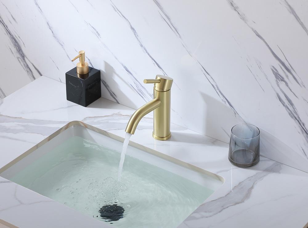 Elegant Furniture & Lighting - Victor Single Hole Single Handle Bathroom Faucet in Brushed Gold - FAV-1006BGD veiw 4