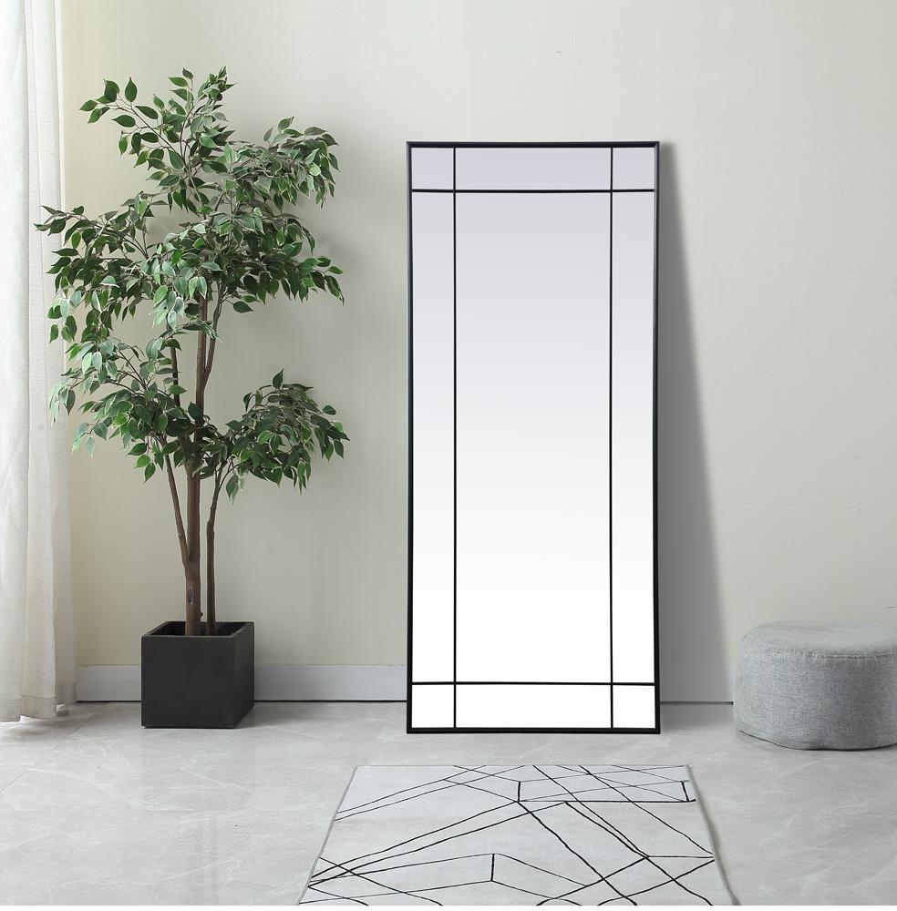 Elegant Furniture & Lighting - Viola French Panel Full Length Mirror 30x70 Inch In Black - MR3FL3070BLK veiw 2