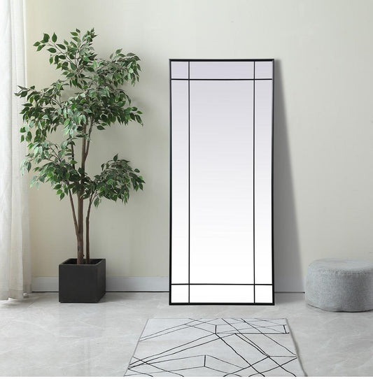 Elegant Furniture & Lighting - Viola French Panel Full Length Mirror 30x70 Inch In Black - MR3FL3070BLK veiw 2