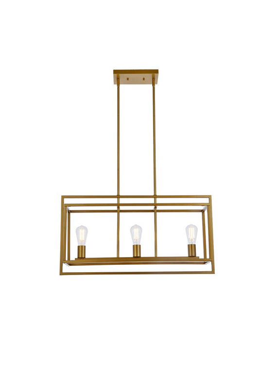 Elegant Furniture & Lighting - Voir 3 lights pendant in brass - LD7056D32BR veiw 1