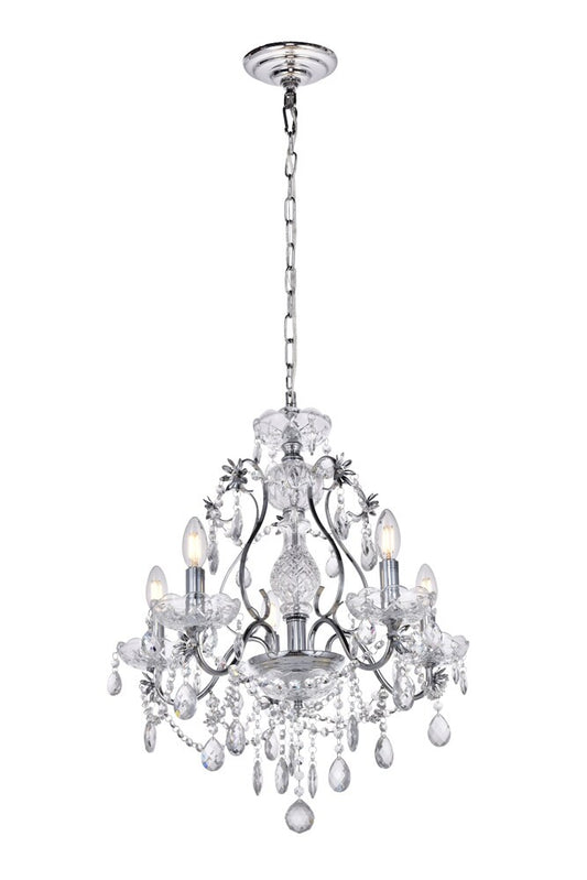 Elegant Furniture & Lighting - Voltaire Chandelier D22 H22 Lt:5 Chrome Finish - LD4005D22C veiw 1