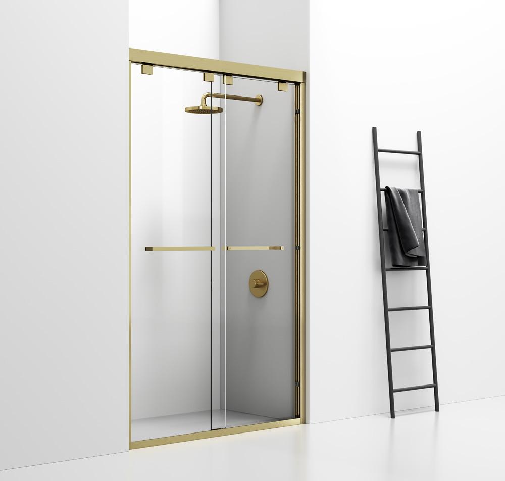 Elegant Furniture & Lighting - Warren Semi-frameless shower door 48 x 76 Brushed Gold - SD303-4876BGD veiw 3