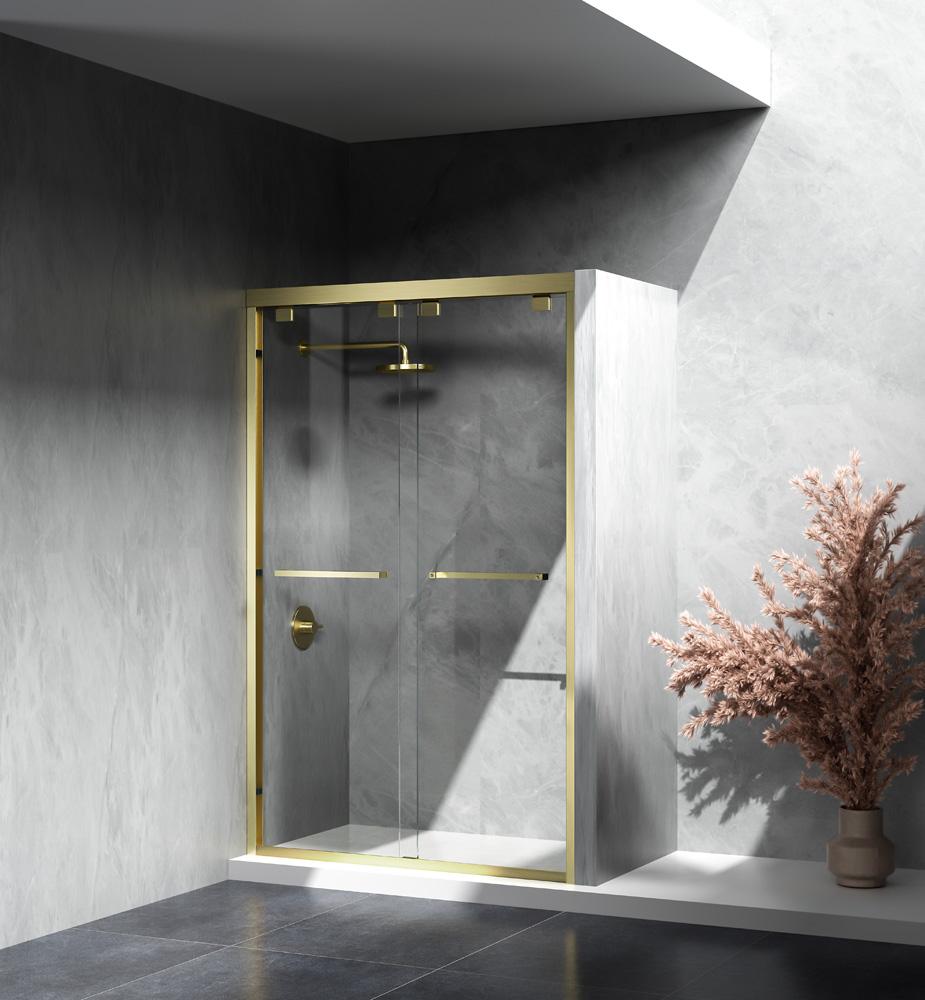 Elegant Furniture & Lighting - Warren Semi-frameless shower door 48 x 76 Brushed Gold - SD303-4876BGD veiw 4