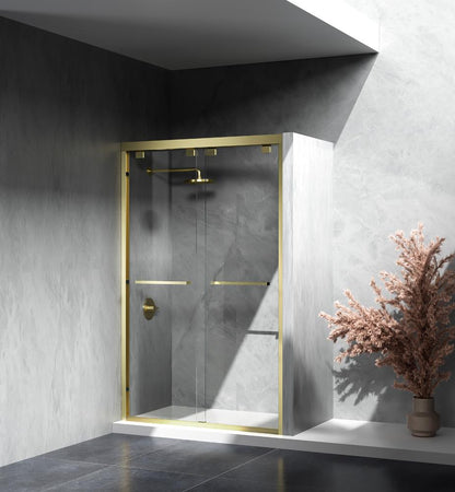 Elegant Furniture & Lighting - Warren Semi-frameless shower door 48 x 76 Brushed Gold - SD303-4876BGD veiw 4