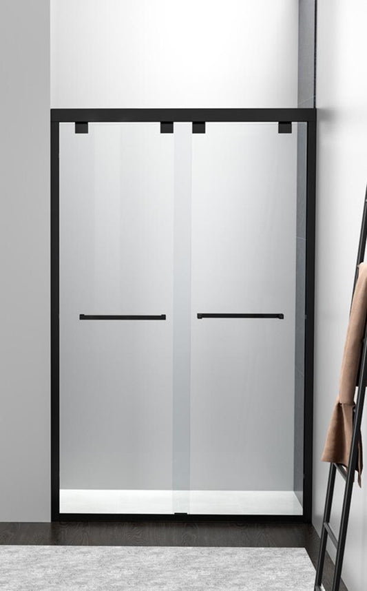 Elegant Furniture & Lighting - Warren Semi-frameless shower door 48 x 76 Matte Black - SD303-4876MBK veiw 1