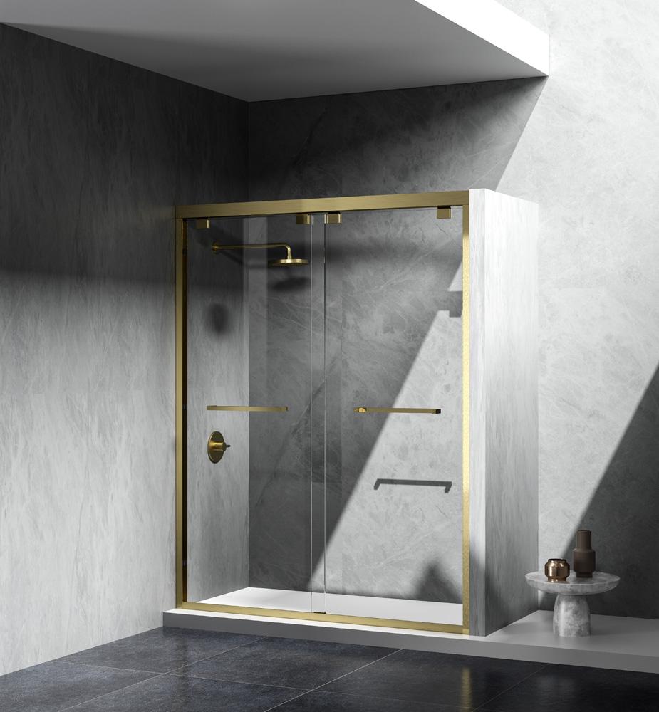 Elegant Furniture & Lighting - Warren Semi-frameless shower door 60 x 76 Brushed Gold - SD303-6076BGD veiw 4