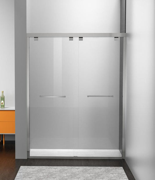 Elegant Furniture & Lighting - Warren Semi-frameless shower door 60 x 76 Brushed Nickel - SD303-6076BNK veiw 1