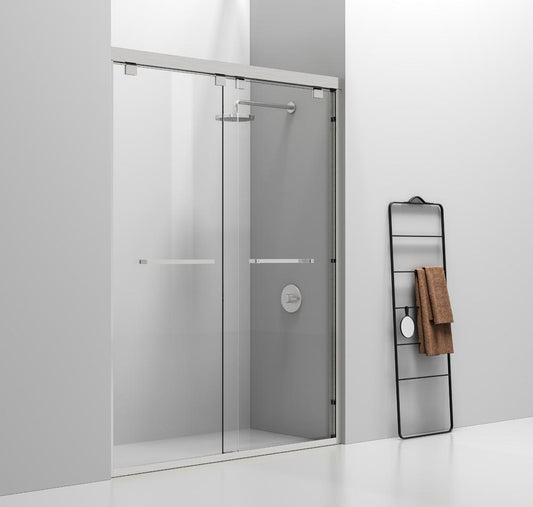 Elegant Furniture & Lighting - Warren Semi-frameless shower door 60 x 76 Brushed Nickel - SD303-6076BNK veiw 2