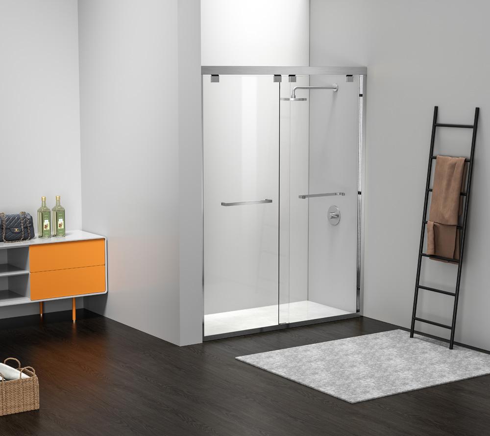 Elegant Furniture & Lighting - Warren Semi-frameless shower door 60 x 76 Brushed Nickel - SD303-6076BNK veiw 3