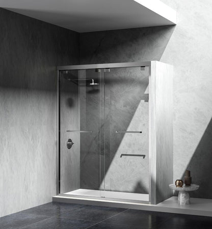 Elegant Furniture & Lighting - Warren Semi-frameless shower door 60 x 76 Brushed Nickel - SD303-6076BNK veiw 4