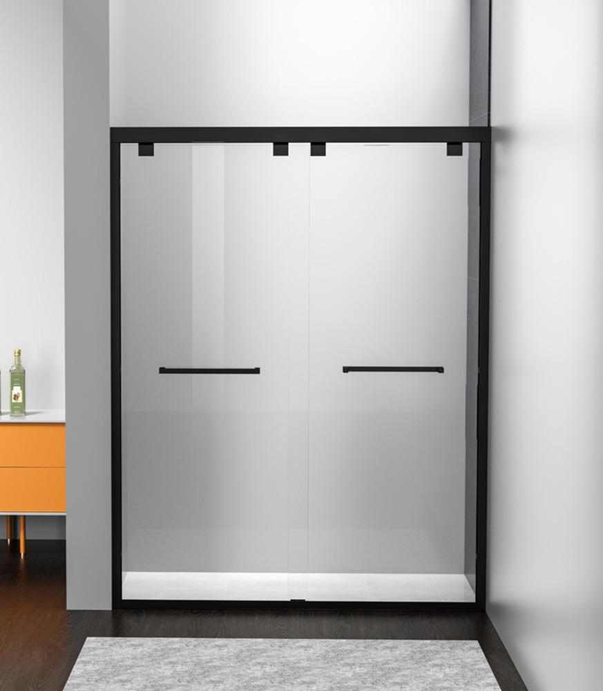 Elegant Furniture & Lighting - Warren Semi-frameless shower door 60 x 76 Matte Black - SD303-6076MBK veiw 1