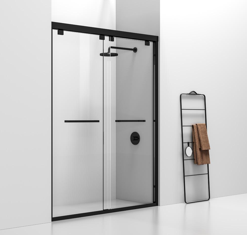 Elegant Furniture & Lighting - Warren Semi-frameless shower door 60 x 76 Matte Black - SD303-6076MBK veiw 3
