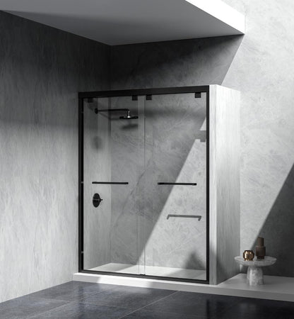Elegant Furniture & Lighting - Warren Semi-frameless shower door 60 x 76 Matte Black - SD303-6076MBK veiw 4