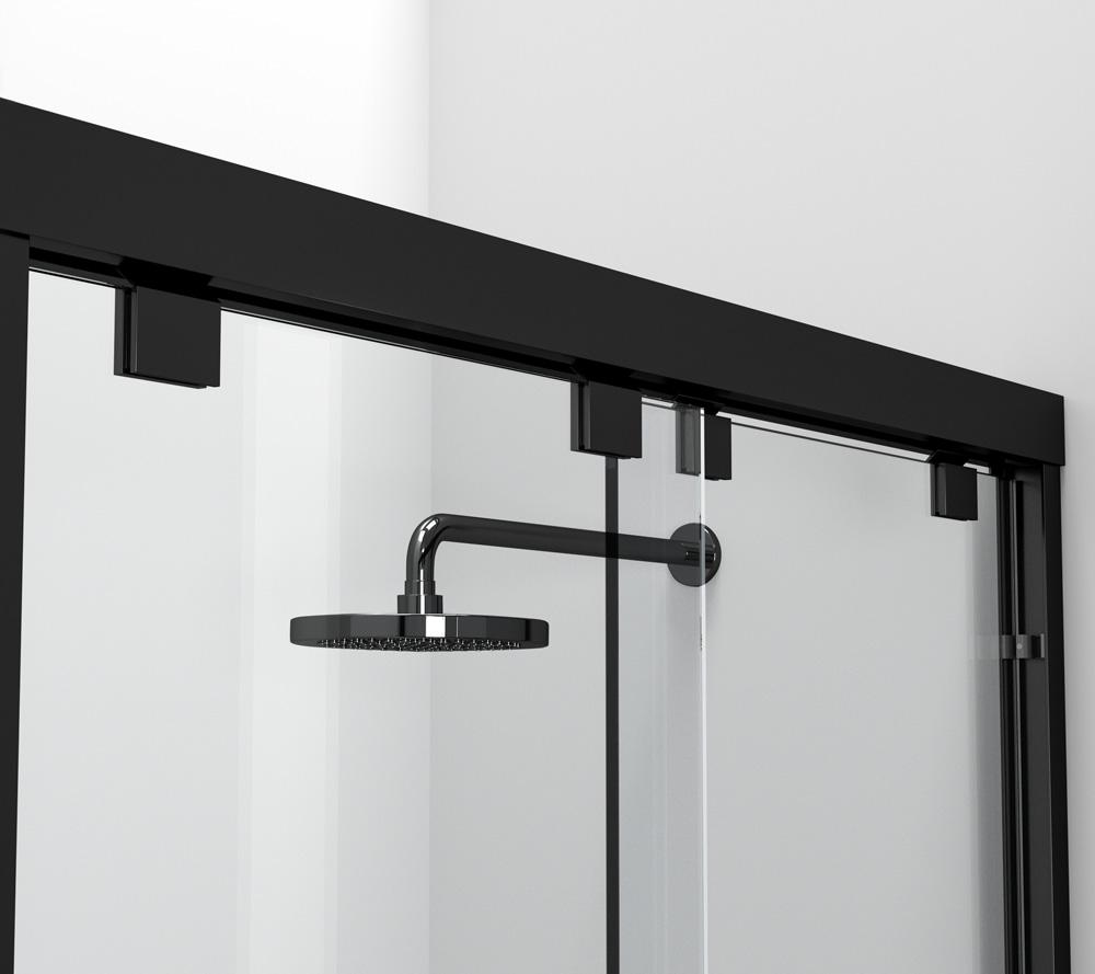 Elegant Furniture & Lighting - Warren Semi-frameless shower door 60 x 76 Matte Black - SD303-6076MBK veiw 6