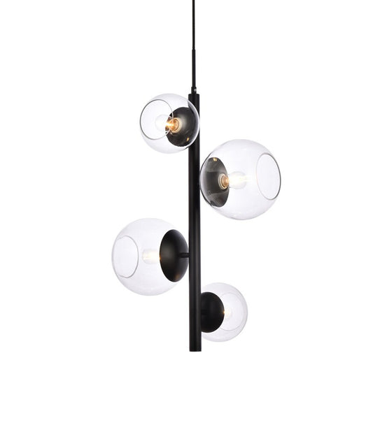 Elegant Furniture & Lighting - Wells 18 inch pendant in black with clear shade - LD654D18BK veiw 1