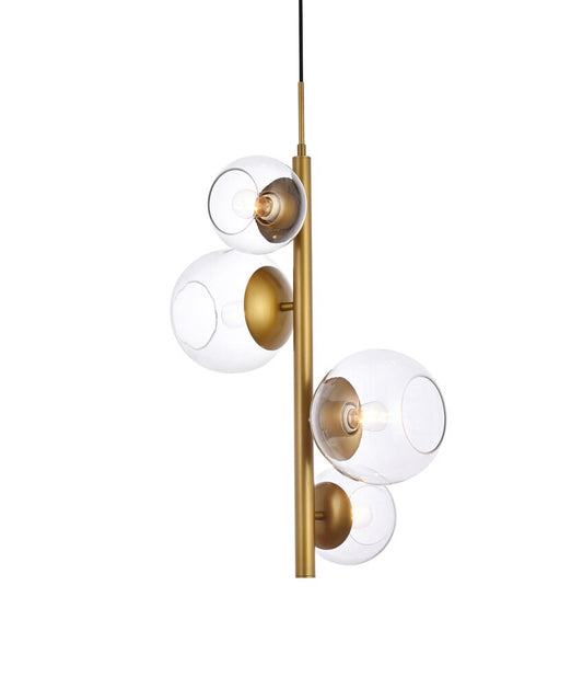 Elegant Furniture & Lighting - Wells 18 inch pendant in brass with clear shade - LD654D18BR veiw 1
