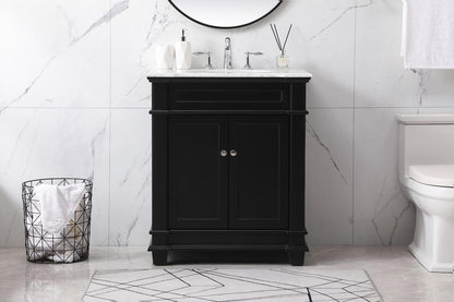 Elegant Furniture & Lighting - Wesley 30 inch Single bathroom vanity set in black - VF50030BK veiw 2