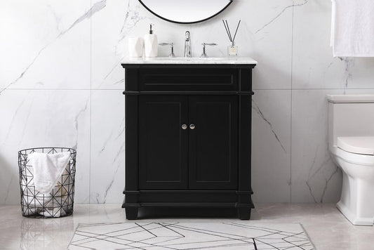 Elegant Furniture & Lighting - Wesley 30 inch Single bathroom vanity set in black - VF50030BK veiw 2