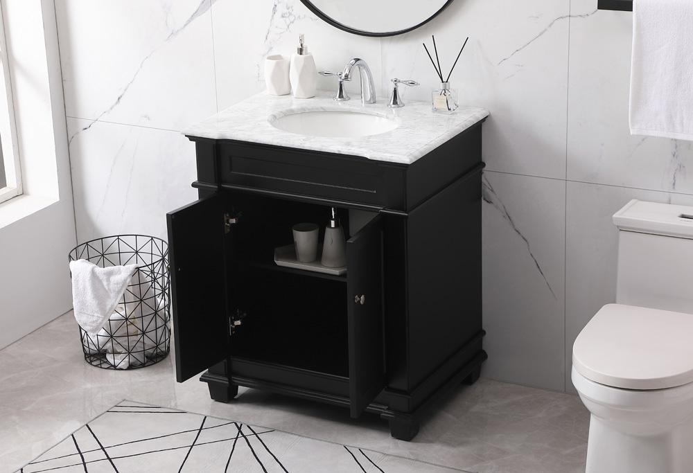 Elegant Furniture & Lighting - Wesley 30 inch Single bathroom vanity set in black - VF50030BK veiw 4