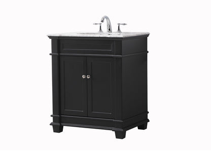 Elegant Furniture & Lighting - Wesley 30 inch Single bathroom vanity set in black - VF50030BK veiw 8