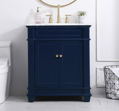 Elegant Furniture & Lighting - Wesley 30 inch Single Bathroom Vanity set in Blue - VF50030BL veiw 2