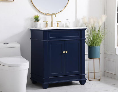 Elegant Furniture & Lighting - Wesley 30 inch Single Bathroom Vanity set in Blue - VF50030BL veiw 9