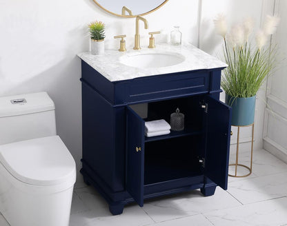 Elegant Furniture & Lighting - Wesley 30 inch Single Bathroom Vanity set in Blue - VF50030BL veiw 10