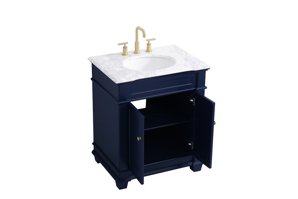 Elegant Furniture & Lighting - Wesley 30 inch Single Bathroom Vanity set in Blue - VF50030BL veiw 16