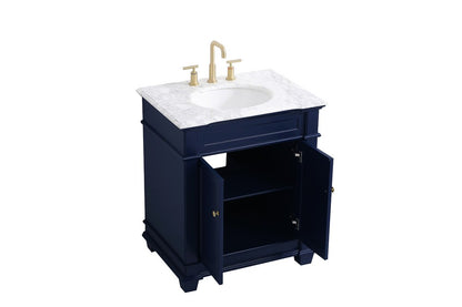 Elegant Furniture & Lighting - Wesley 30 inch Single Bathroom Vanity set in Blue - VF50030BL veiw 16