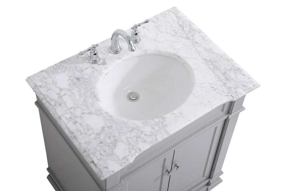 Elegant Furniture & Lighting - Wesley 30 inch Single Bathroom Vanity set in Grey - VF50030GR veiw 3